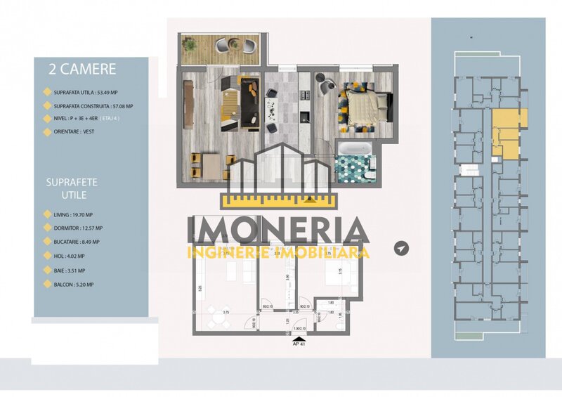 Doua camere, rezidential, birou, parcare, 0% comision, pet friendly, nou 2024
